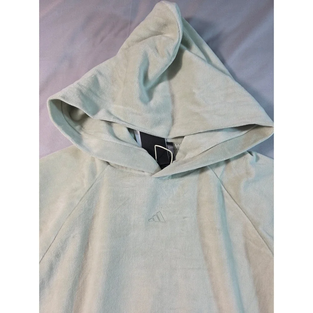 Adidas Velour Basketball Hoodie Sweatshirt Adult Small Halo Green IA3455 NEW